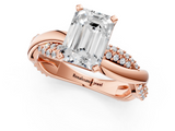 Rose gold Emerald Solitaire Twist Band with Pave Prong Setting_63