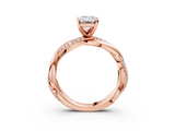Rose gold Emerald Solitaire Twist Band with Pave Prong Setting_65