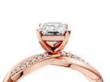 Rose gold Emerald Solitaire Twist Band with Pave Prong Setting_66