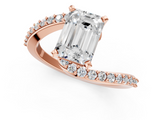 Rose gold Emerald Solitaire Twist Band with Pave Set Diamonds and Four-Prong Setting_125