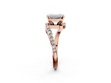 Rose gold Emerald Solitaire Twist Band with Pave Set Diamonds and Four-Prong Setting_126