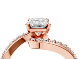 Rose gold Emerald Solitaire Twist Band with Pave Set Diamonds and Four-Prong Setting_128