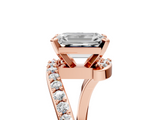 Rose gold Emerald Solitaire Twist Band with Pave Set Diamonds and Four-Prong Setting_129