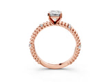 Rose gold Emerald Solitaire Twisted Band Prong Set Engagement Ring_70