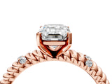 Rose gold Emerald Solitaire Twisted Band Prong Set Engagement Ring_71