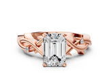 Rose gold Emerald Solitaire Twisted Band Prong Setting Ring_189