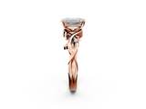 Rose gold Emerald Solitaire Twisted Band Prong Setting Ring_191