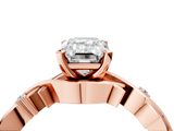Rose gold Emerald Solitaire Twisted Band Prong Setting Ring_193