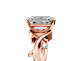 Rose gold Emerald Solitaire Twisted Band Prong Setting Ring_194