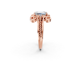 Rose gold Emerald Solitaire Twisted Band Scroll Prong Ring_5