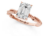 Rose gold Emerald Solitaire Twisted Band with Bead Prong Setting_329
