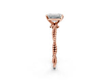 Rose gold Emerald Solitaire Twisted Band with Bead Prong Setting_330
