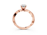 Rose gold Emerald Solitaire Twisted Band with Bead Prong Setting_331
