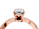 Rose gold Emerald Solitaire Twisted Band with Bead Prong Setting_332