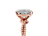 Rose gold Emerald Solitaire Twisted Band with Bead Prong Setting_333