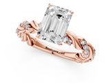 Rose gold Emerald Solitaire Twisted Band with Pavé Accents and Four-Prong Setting_18