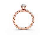 Rose gold Emerald Solitaire Twisted Band with Pavé Accents and Four-Prong Setting_20