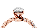 Rose gold Emerald Solitaire Twisted Band with Pavé Accents and Four-Prong Setting_21