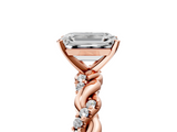 Rose gold Emerald Solitaire Twisted Band with Pavé Accents and Four-Prong Setting_22