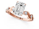Rose gold Emerald Solitaire Twisted Band with Prong Setting 1