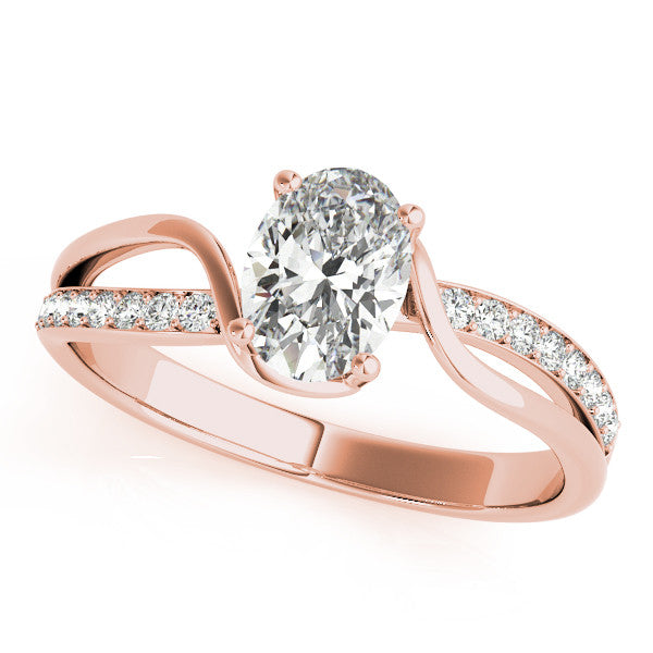 Rose gold Emerald Solitaire Twisted Band with Prong Setting 2