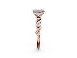 Rose gold Emerald Solitaire Twisted Band with Prong Setting 2