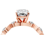 Rose gold Emerald Solitaire Twisted Band with Prong Setting 4
