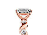 Rose gold Emerald Solitaire Twisted Band with Prong Setting 5
