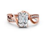 Rose gold Emerald Solitaire Twisted Band with Prong Setting_13