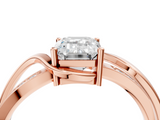 Rose gold Emerald Solitaire Twisted Band with Prong Setting_17
