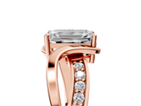 Rose gold Emerald Solitaire Twisted Band with Prong Setting_18
