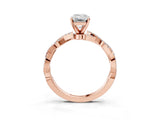 Rose gold Emerald Solitaire Twisted Pave Band with Four-Prong Setting_20