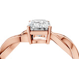 Rose gold Emerald Solitaire Twisted Pave Diamond Ring with Four-Prong Setting_109