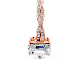 Rose gold Emerald Solitaire Twisted Pave Diamond Ring with Four-Prong Setting_22