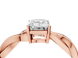 Rose gold Emerald Solitaire Twisted Pave Diamond Ring with Four-Prong Setting_26