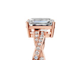 Rose gold Emerald Solitaire Twisted Pave Diamond Ring with Four-Prong Setting_27