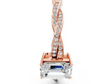 Rose gold Emerald Solitaire Twisted Pave Diamond Ring with Four-Prong Setting_34