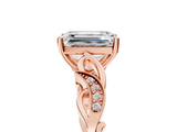 Rose gold Emerald Solitaire Vine Band with Milgrain Prong Setting_11