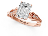 Rose gold Emerald Solitaire Vine Band with Milgrain Prong Setting_7