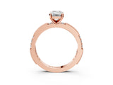 Rose gold Emerald Solitaire with Pavé Band and Four-Prong Setting_347