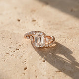 Rose gold Emerald Solitaire with Pavé Twist Band and Four-Prong Setting_16