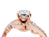 Rose gold Emerald Solitaire with Pavé Twist Band and Four-Prong Setting_70