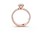 Rose gold Emerald Solitaire with Pave Band and Four-Prong Setting_21