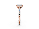 Rose gold Emerald Solitaire with Side Baguettes and Channel Set Band_57