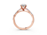 Rose gold Emerald Solitaire with Side Baguettes and Channel Set Band_58