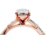 Rose gold Emerald Solitaire with Side Baguettes and Channel Set Band_59