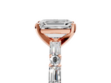 Rose gold Emerald Solitaire with Side Baguettes and Channel Set Band_60