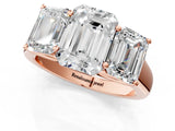 Rose gold Emerald Three-Stone Diamond Ring with Prong Setting on a Classic Band_16