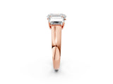Rose gold Emerald Three-Stone Diamond Ring with Prong Setting on a Classic Band_17