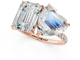 Rose gold Emerald and Heart Toi Moi Ring with Prong Setting and Micro Pave Band 1